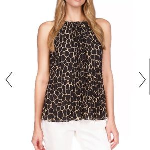 NWT MICHAEL KORS Women's Giraffe Pleated Chain Halter Top, Sleeveless, Size P/XS
